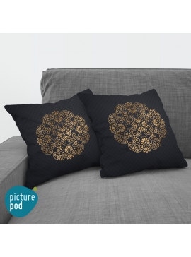 Gold Floral Cushion - 35cm