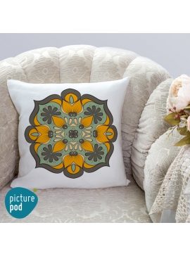 Boho Orange Flower Cushion - 35cm