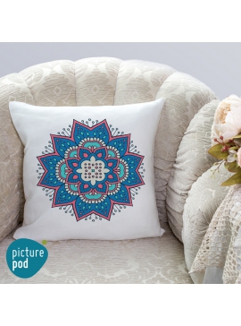 Blue Ornament Cushion - 35cm